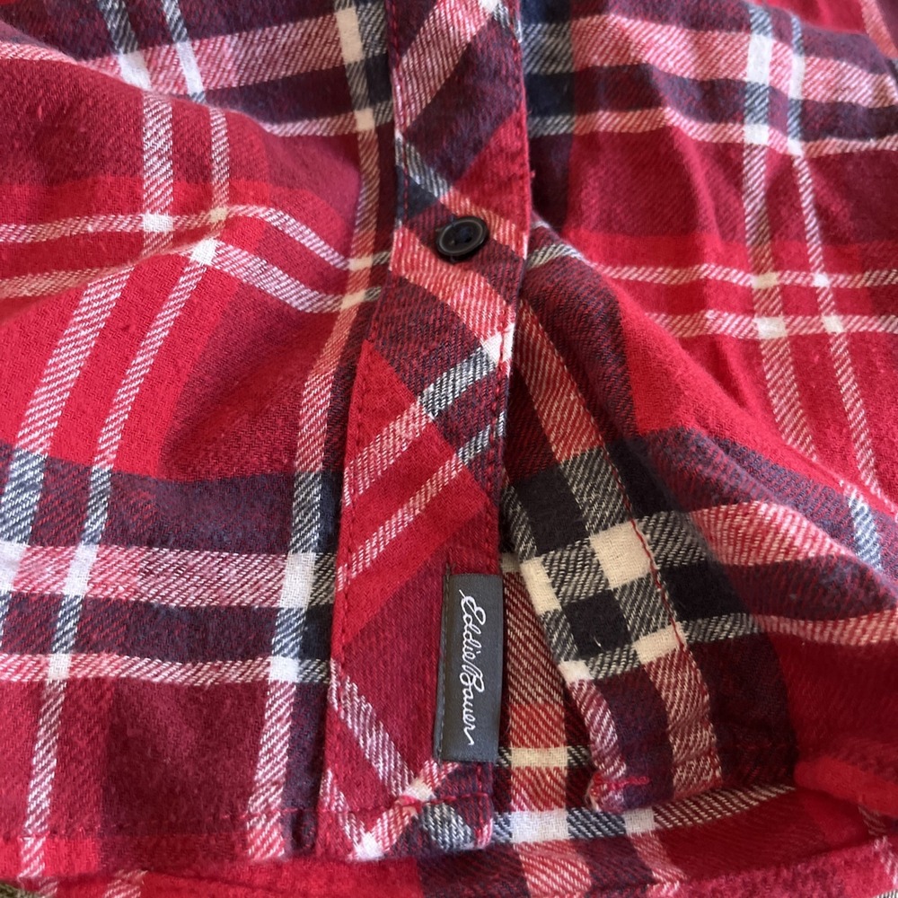 Eddie Bauer Red Plaid Long Sleeve Shirt Women's Size Large Western Rodeo - Picture 12 of 12